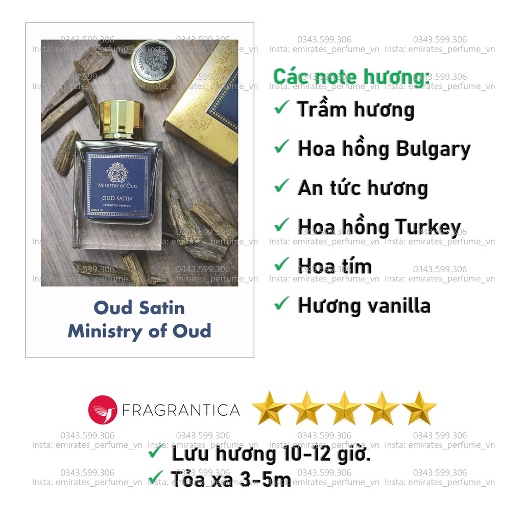 [MẪU THỬ 10ml] Nước hoa chính hãng Oud Satin EDP (Ministry of Oud - Made in UAE)