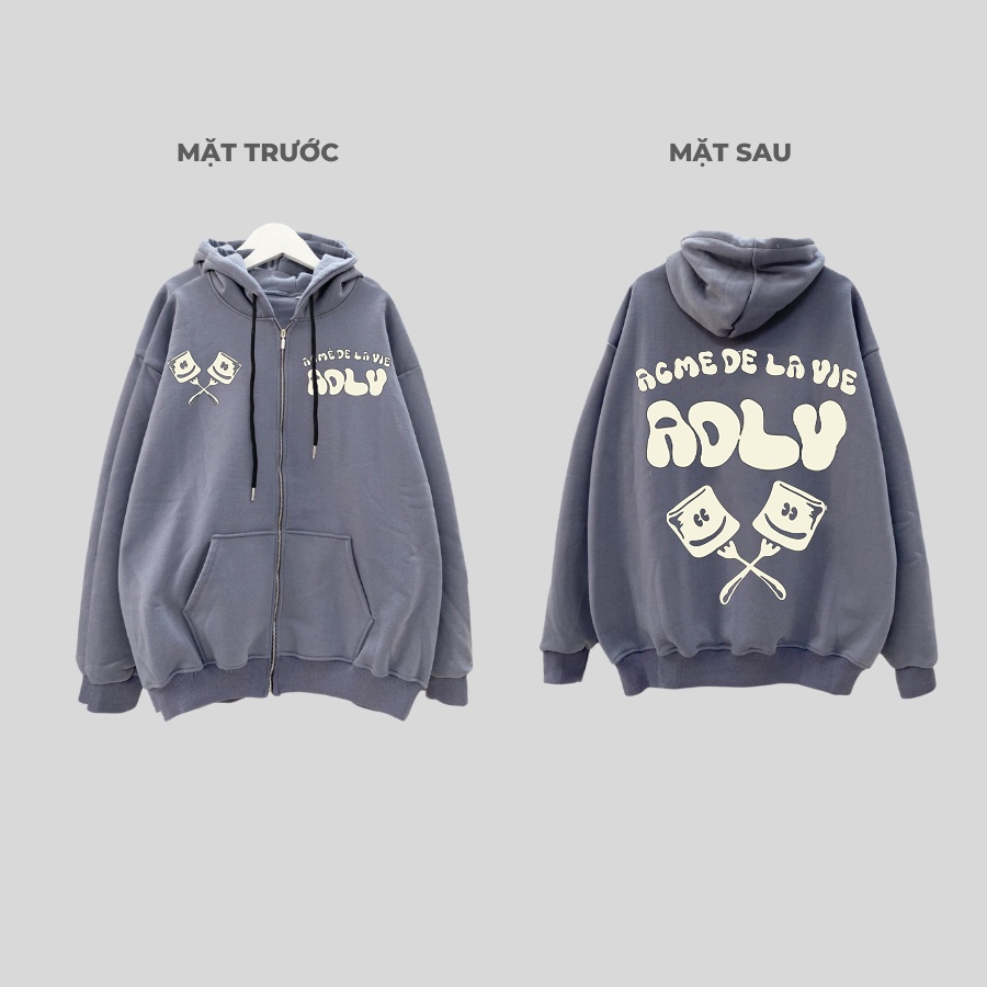 Áo Hoodie có Khóa (Hoodie Zip) và Hoodie Thường ADLV Mashmallow chất liệu nỉ bông cực ấm