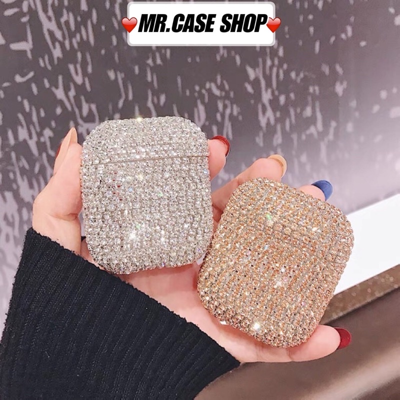 Case Airpods 1/2 Pro Vỏ Ốp Đựng Tai Nghe Đính Full Đá Nhân Tạo Kim Cương Lấp Lánh Bằng Pc Cứng - Mr.Case Airpods