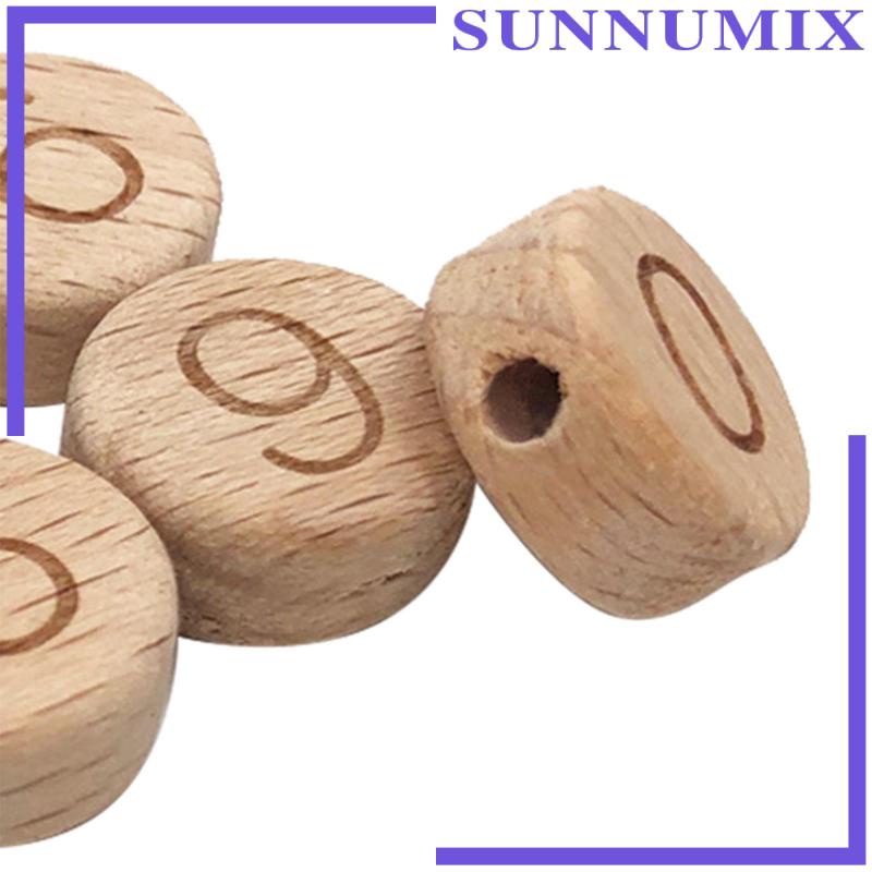 Set 10 Hạt Gỗ 15mm In Họa Tiết Chữ Cái Và Số Làm Trang Sức