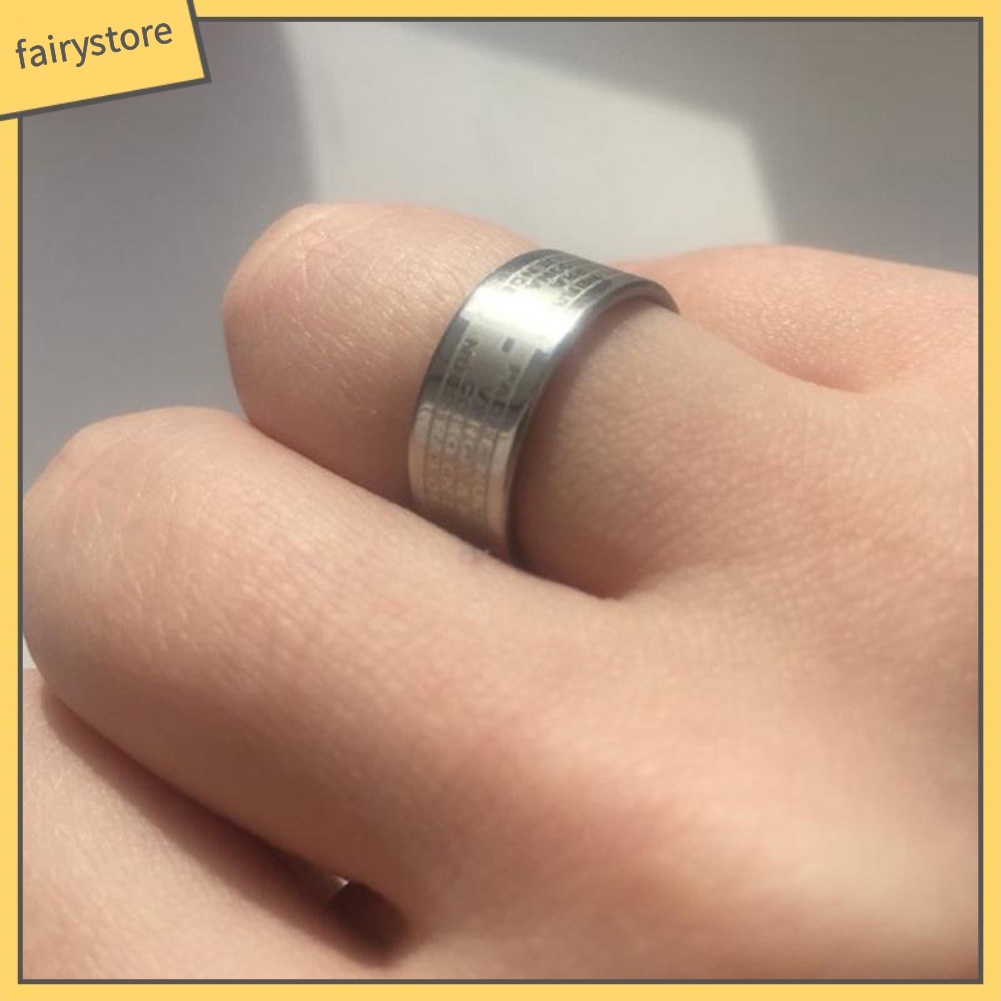 Nhẫn cặp đôi bằng thép titan khắc chữ thời trang