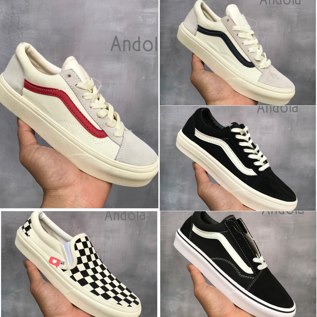 Giày Thể Thao,Giày Sneaker,Giày 𝐯𝐚𝐧𝐬 trắng sọc đỏ,sọc xanh than,lười caro,đen old