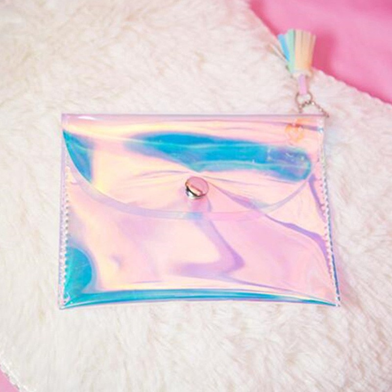 Smallbrainssuper  Women Colorful Makeup Holographic Laser Bag Mini Purse Clutch Fashion Wallet SBS