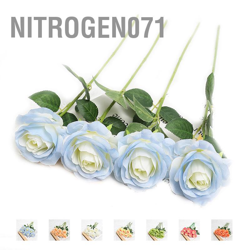 ❤️ Nitrogen071 Bó hoa hồng xanh lam băng nhân tạo 5 cái Hoa nhân tạo hồng Màu sắc tươi sáng Kéo dài Hấp dẫn Trang trí lụa Giả