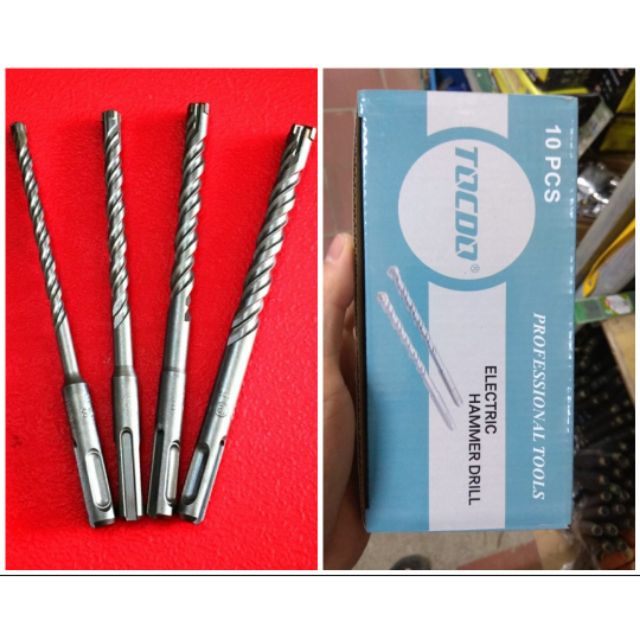 Hộp 10 mũi khoan bê tông Tocdo 6x160mm 4 chấu