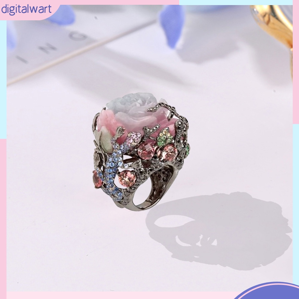 Nhẫn đính đá hình hoa mẫu đơn