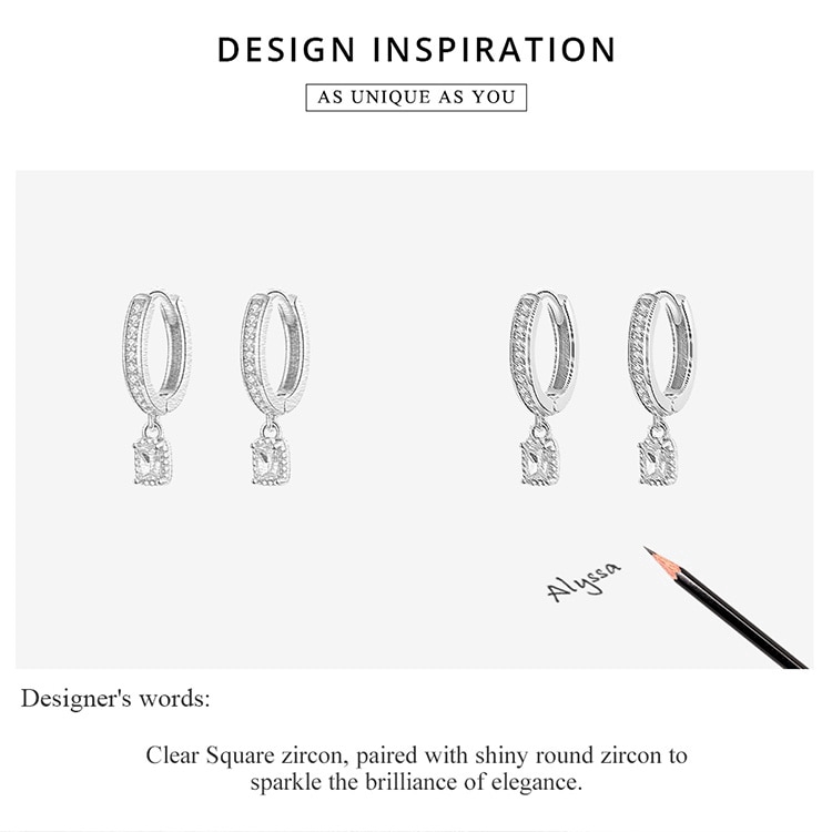 Khuyên Tai Bamoer BSE157 Dạng Vòng Đính Đá Trang Trí Chất Liệu Bạc Thật 925 Đẹp Mắt