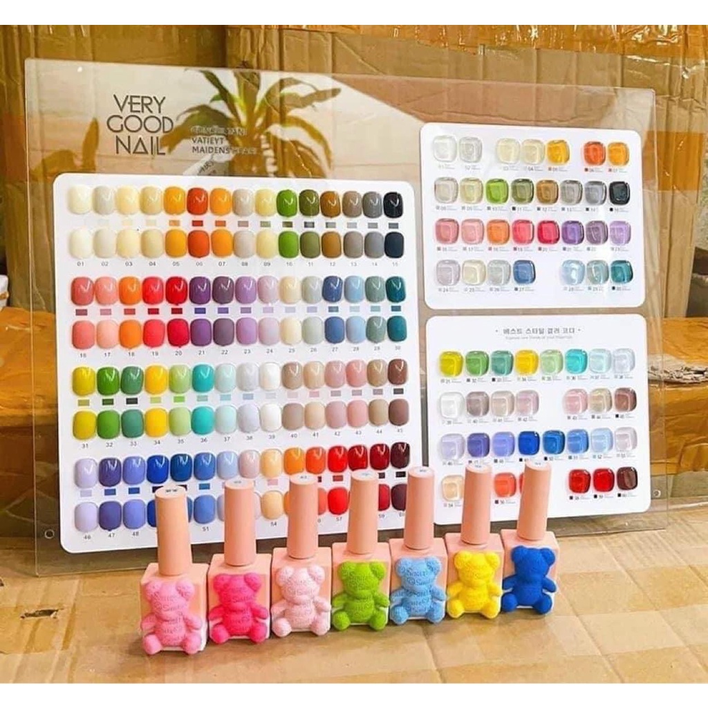 Sơn gel very good nail con gấu JELIVA set 60 kèm bảng màu
