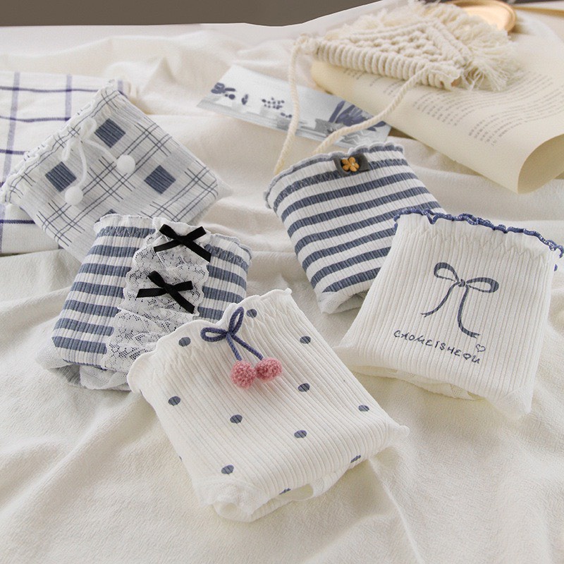 Quần lót nữ cotton sợi tre cao cấp co giãn 4 chiều kháng khuẩn in hình kẻ sọc dễ thương DOLLY SECRET QL041
