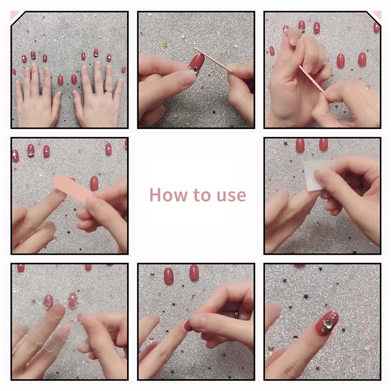 [Hàng Mới Về] Bộ 24 Móng Tay Giả Trong Suốt Đính Nơ Đá Thời Trang Đáng Yêu Kèm Keo Dán Dành Cho Nữ