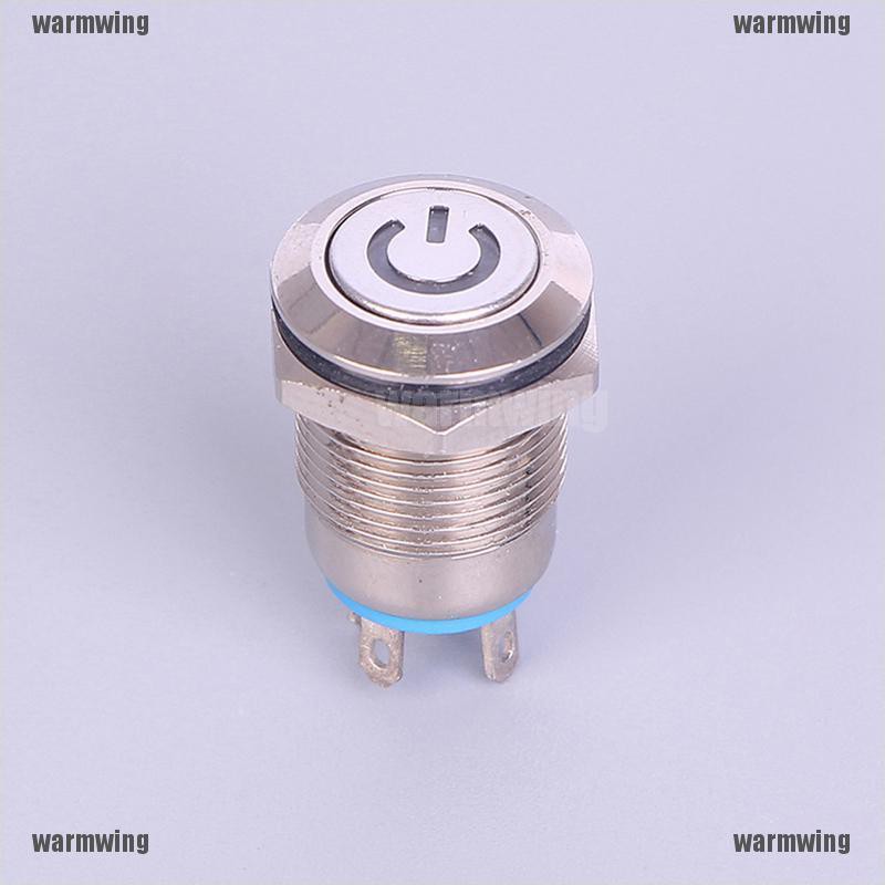 Nút Công Tắc Đèn LED 12mm 12V Bằng Kim Loại Màu Đen