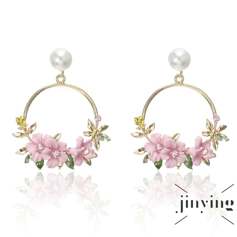 GETNOIVAS Khuyên tai hoa đính ngọc trai phong cách Hàn Quốc thanh lịch dành cho nữ