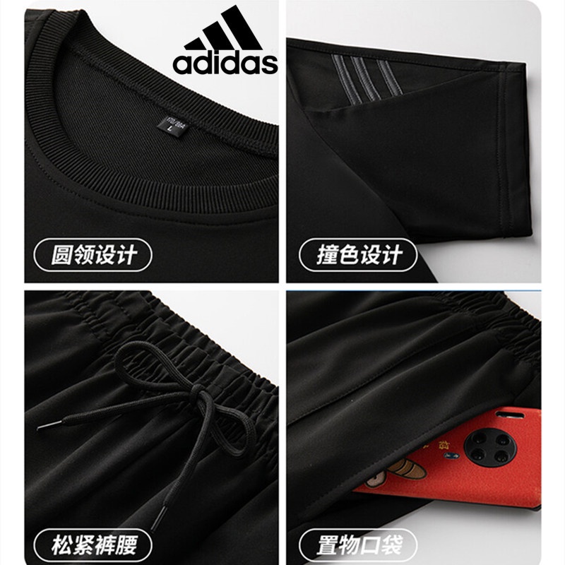 Bộ Đồ Thể Thao Adidas Gồm Áo Thun Tay Ngắn Và Quần Short Thời Trang Năng Động Cho Nam