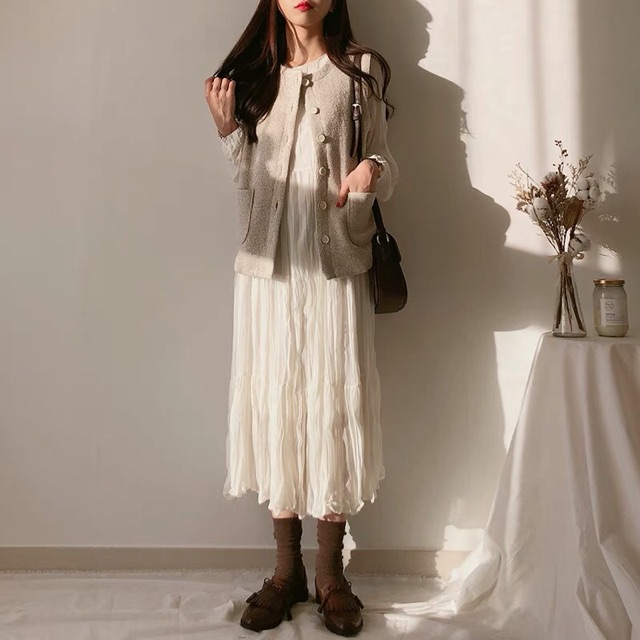 Váy Dáng Dài Mùa Thu Chân Váy Xếp Ly - Có ảnh thật