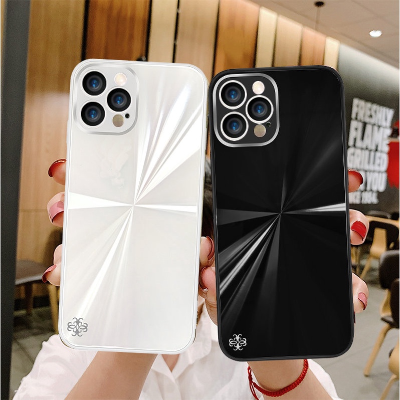 Ốp Điện Thoại Kính Cường Lực Cứng Viền Silicone Chống Sốc Cho iPhone 11 12 13 Pro Max XS Max XR X 7 8 Plus 11Pro 12 Pro Max