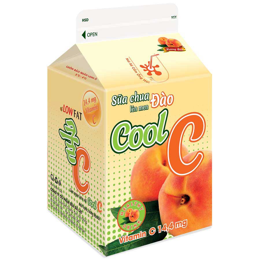 [DATE MỚI] COMBO 10 HỘP Sữa chua lên men đào (Cool C) Đà Lạt Milk 180ml