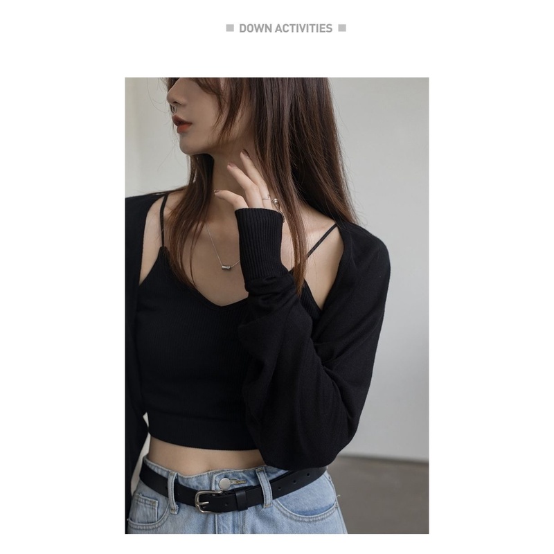 Áo cardigan Tay Dài Phối Dây Ruy Băng Thời Trang Hàn Quốc