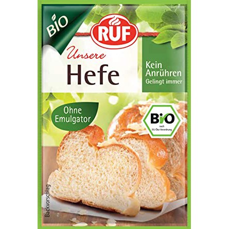 Men nở hữu cơ làm bánh Hefe Rapunzel/ Ruf Dried Yeast 9g