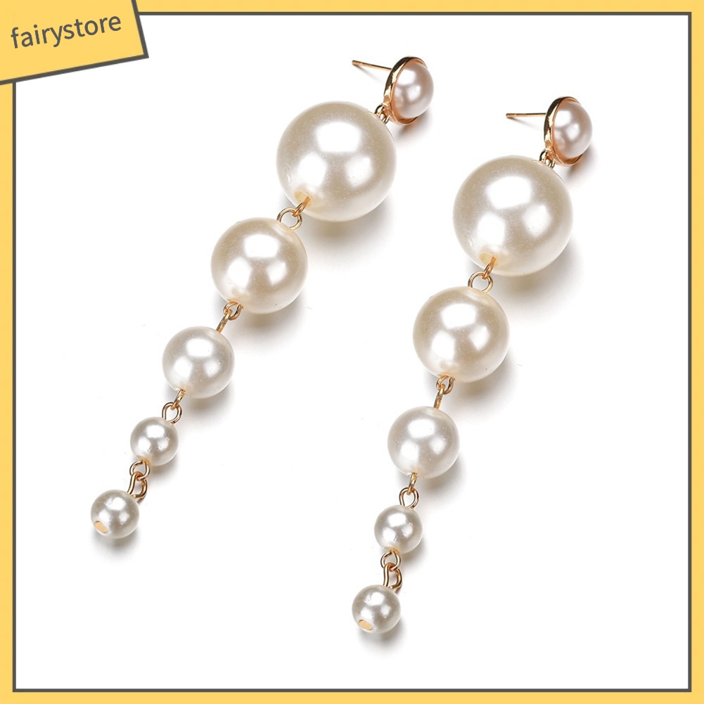 Hoa Tai Dáng Dài Đính Ngọc Trai Giả Xinh Xắn