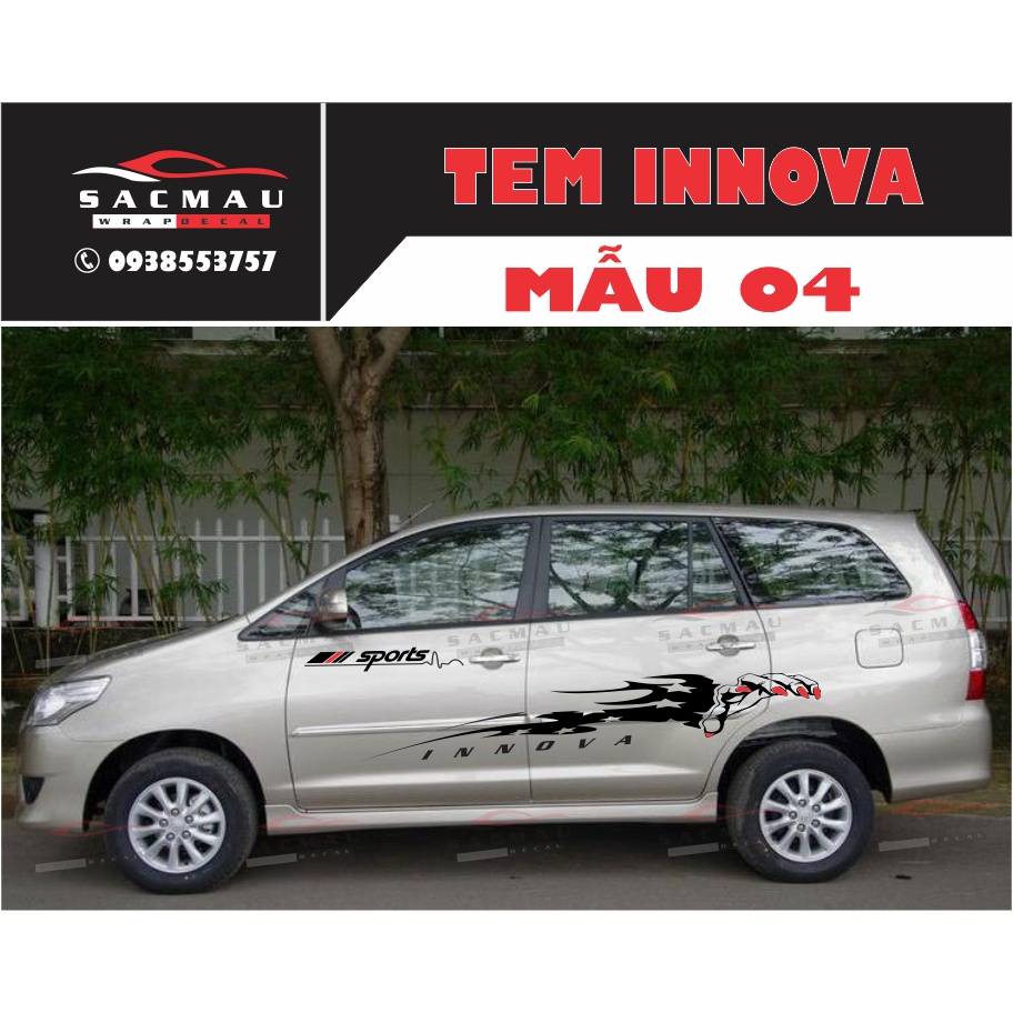 Tem dán xe Innova  dán được cho tất cả các dòng xe
