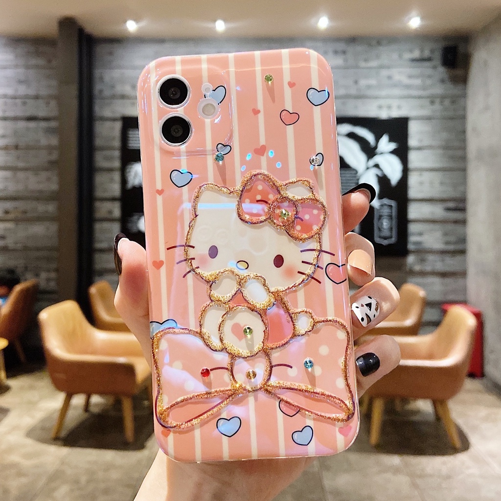 Ốp Điện Thoại Mềm Họa Tiết Hello Kitty 3D Cho iPhone 14 Pro Max 14 + 13 Pro Max 12 Pro Max 12 Mini 11 Pro Max 7 8 Plus SE 2020 Xs Max XR
