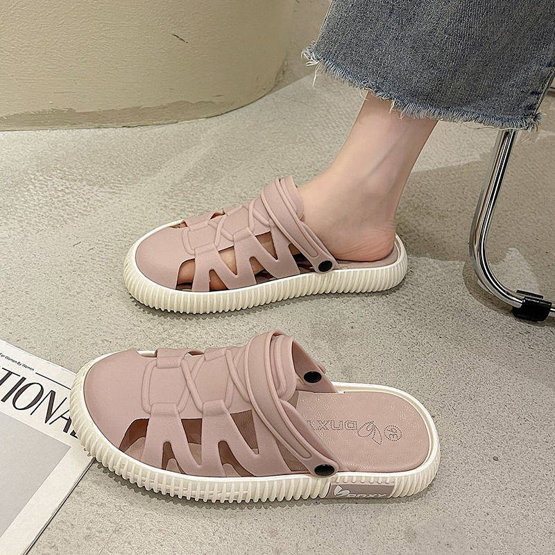  Sandals 2021New Women's Online Red Super Best-Selling Flat Non-Slip Two-Way Wear Closed-Toe Slippers Women's Outdoor Beach Shoes Mother and baby Mommy bag milk bag manual sucking machine electric sucking machine