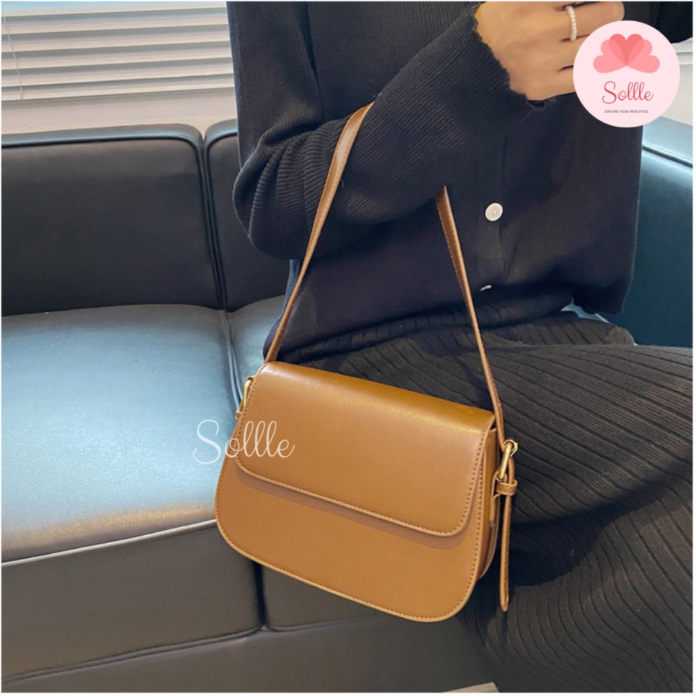 Túi xách nữ đẹp đeo chéo thời trang công sở cao cấp da PU phong cách Hàn Quốc Sollle
