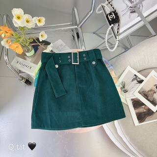 Chân váy tăm nhung kèm đai 3618