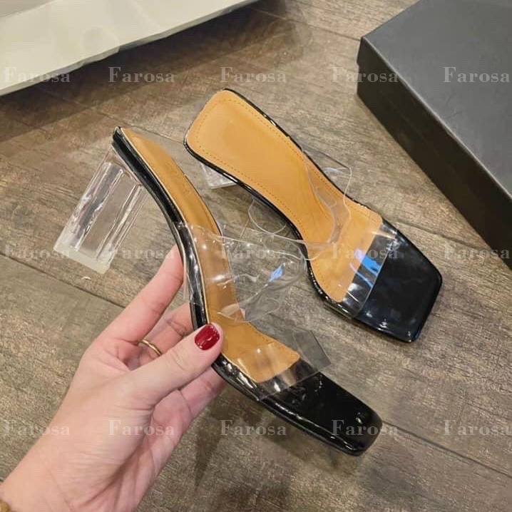 Dép quai ngang nữ gót phal lê tam giác 5cm cực sang chảnh