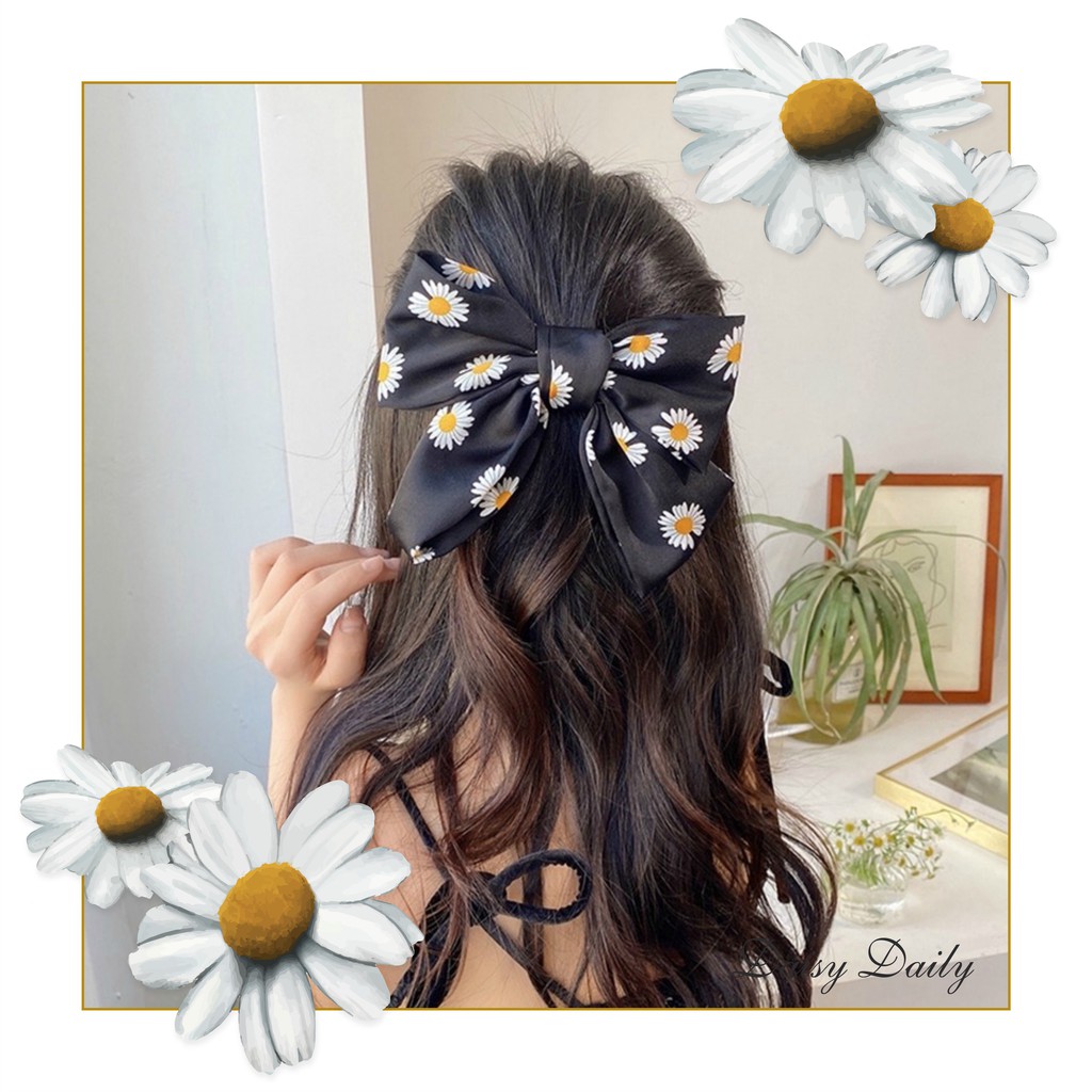 Kẹp tóc nơ lụa hoa cúc Daisy điệu đàng