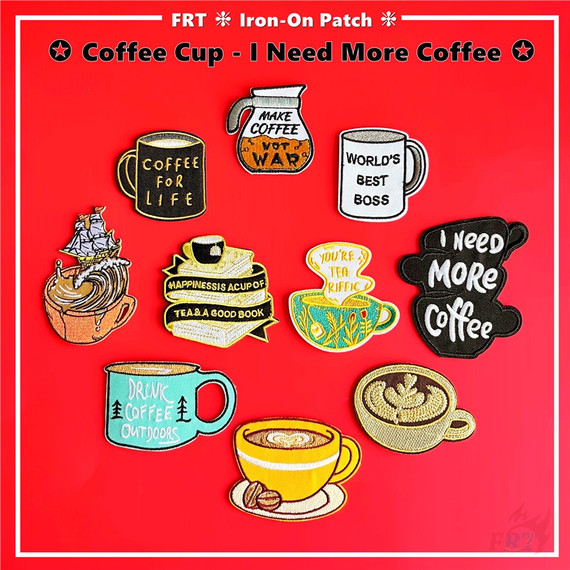 ☸ Miếng Dán Ủi Lên Cà Phê Hình Ly Cà Phê ☸ 1 Sticker Ủi Thêu Hình Latte