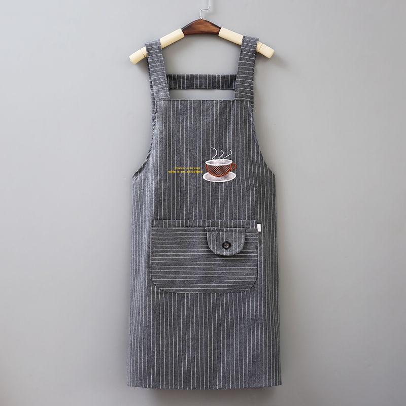 Tạp dề vải cotton lanh chống dầu phong cách Hàn Quốc cho nữ