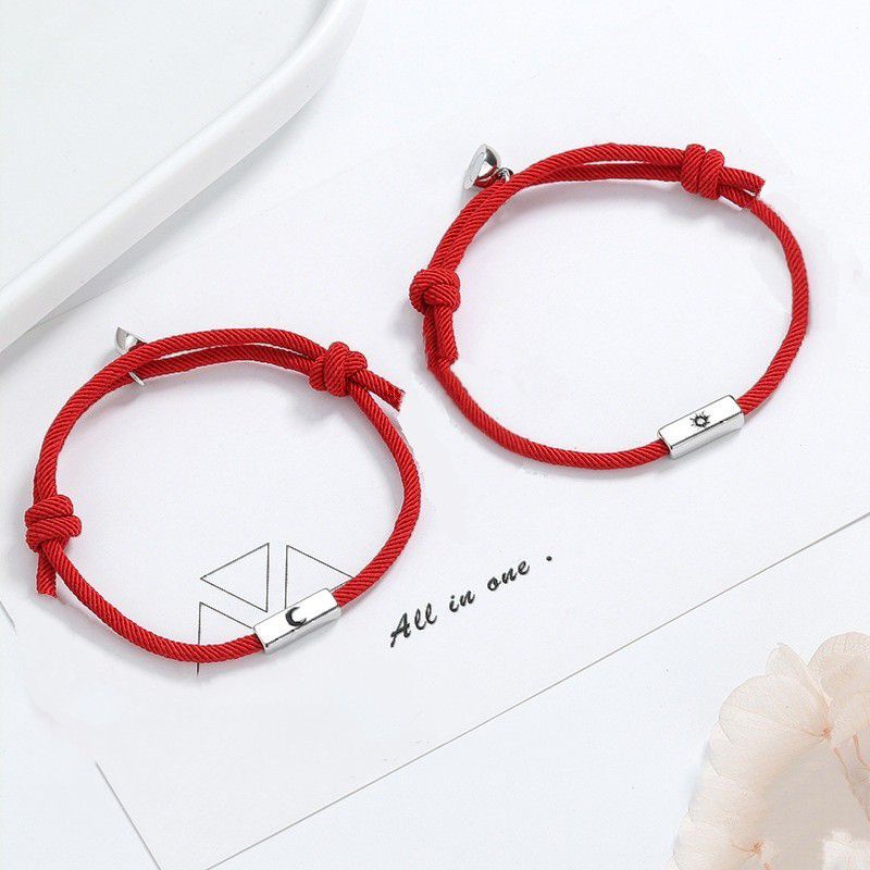 Vòng tay đôi nam nữ, vòng đôi nam châm tình yêu hoạ tiết mặt trăng và mặt trời phong cách thời trang