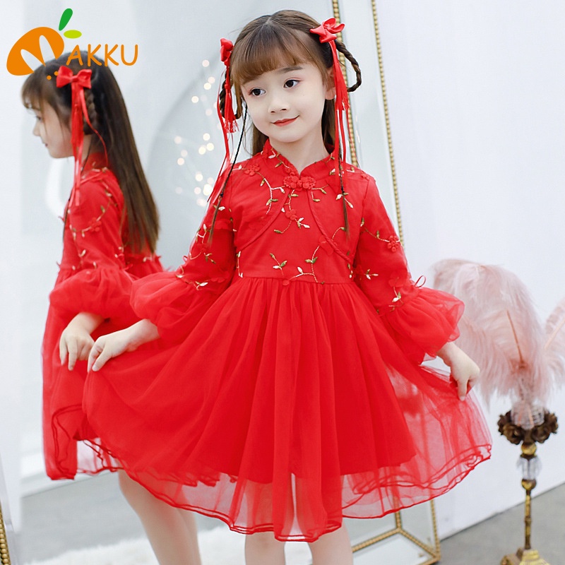 Đầm Công Chúa Phối Ren Hóa Trang Giáng Sinh/ Năm Mới Cho Bé Gái