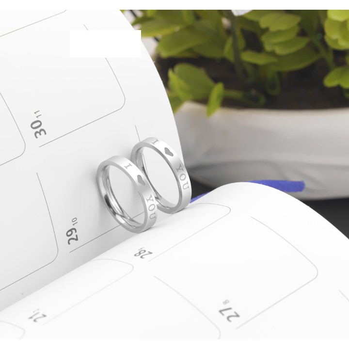 1 CHIẾC NHẪN CẶP INOX I LOVE YOU, NHẪN ĐÔI TÌNH NHÂN