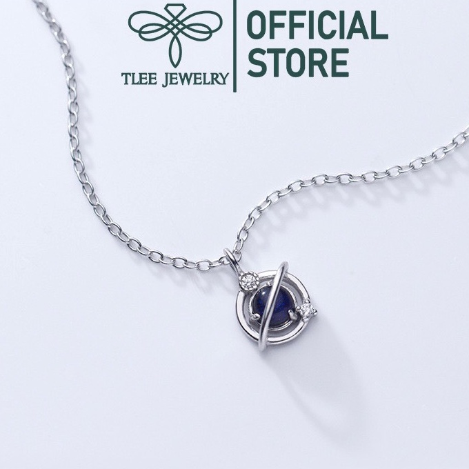 Dây chuyền bạc nữ TLEE mặt trái đất đá chủ xanh đen huyền bí TleeJewelry D0185