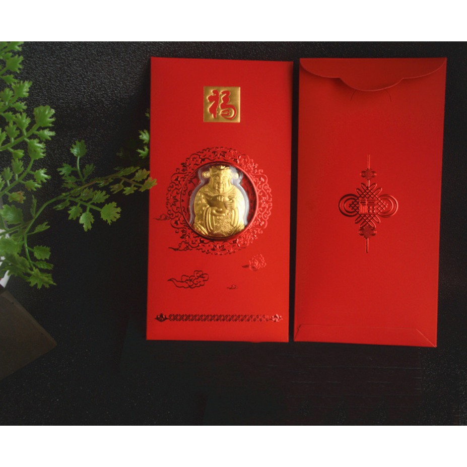 Quà tặng phong thủy - Miếng vàng thần tài 24k may mắn tài lộc