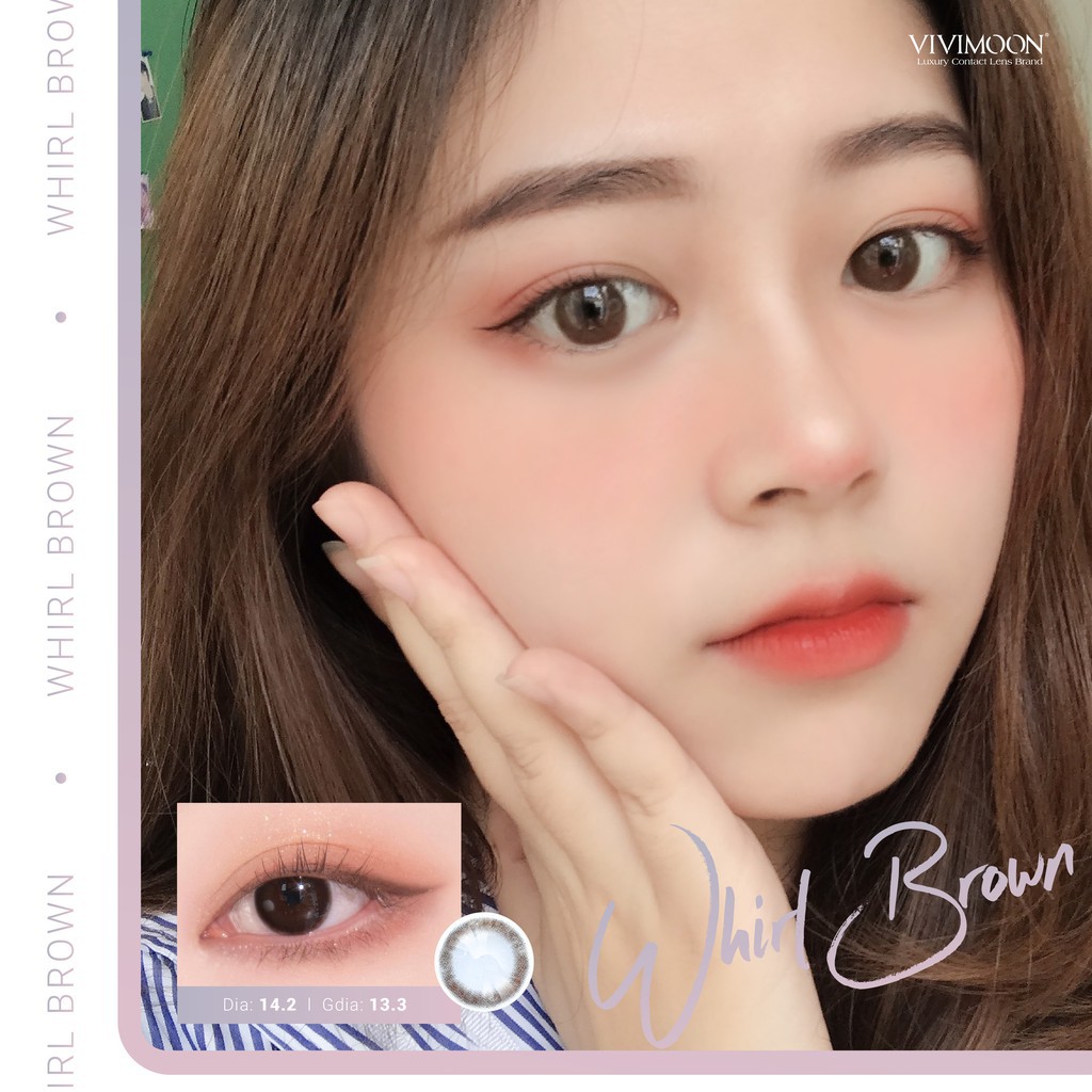 Lens Cận Nâu Tự Nhiên VIVIMOON Whirl Brown 13.3mm - Kính Áp Tròng Chính Hãng Hàn Quốc