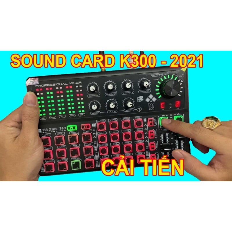 Sound Card Thu Âm Livestream Auto Tun K300-Thế Hệ Mới Kèm dây live-lấy nhạc bảo hành 1 năm