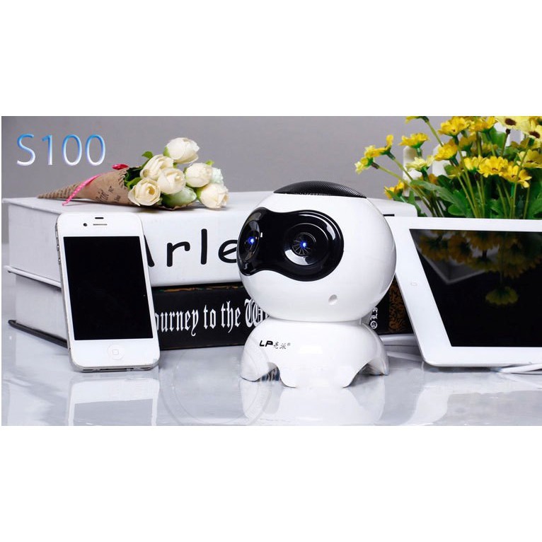 Loa Vi Tính Để Bàn Cao Cấp Robot Lp S100 Màu Trắng Âm Thanh Sống Động Hiệu Ứng Đèn Led Cực Đẹp