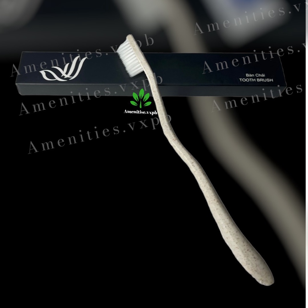 100 bàn chải lúa mạch cước trắng mẫu 02 bao bì hộp giấy(mẫu cánh chim) cho khách sạn, resort, homestay, villa