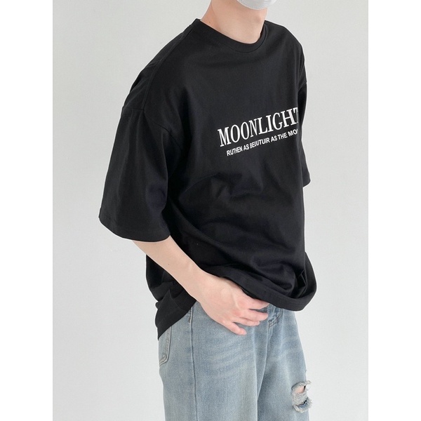 ÁO THUN TAY LỠ COTTON MÔNLIGHT UNISEX NAM NỮ (hình chụp thật)