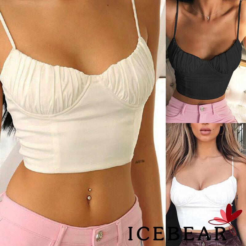 ✸ღ✸Sexy Womens Spaghetti Strap Sleevess Fit Vest Tank Crop Tops Summer Shirt