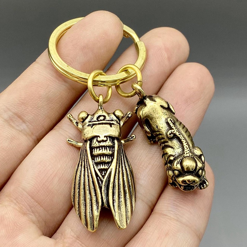 Móc Khóa Đồng Thau Trang Trí Ve Sầu,Túi Tiền,Kỳ Lân,Bầu,Lá Phối Nhiều Kiểu Độc Lạ Phong Thủy May Mắn Chiêu Tài Lộc