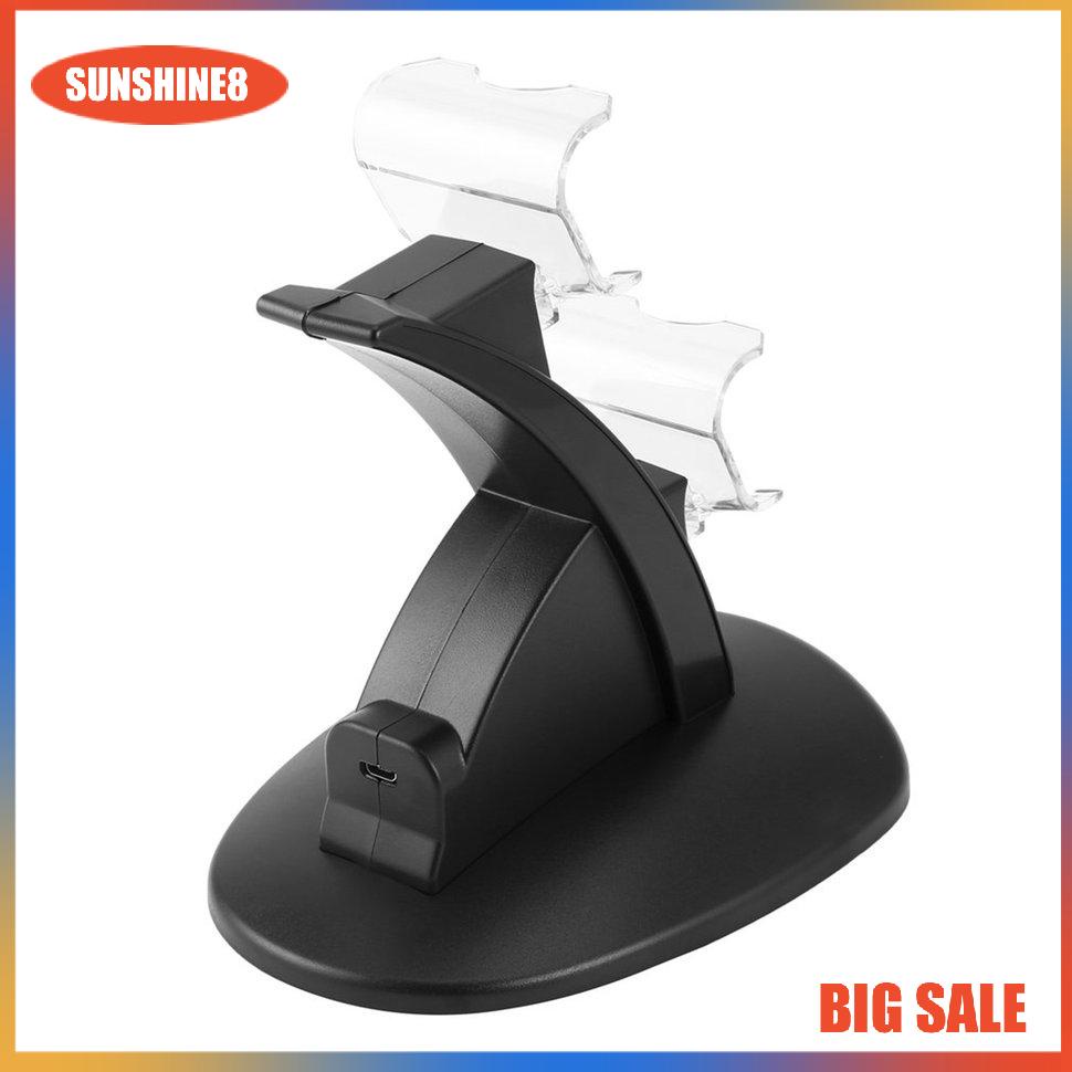 【SUN】LED Dual USB Charger Docking Station Playstation For PS4 Gamepad Joystick