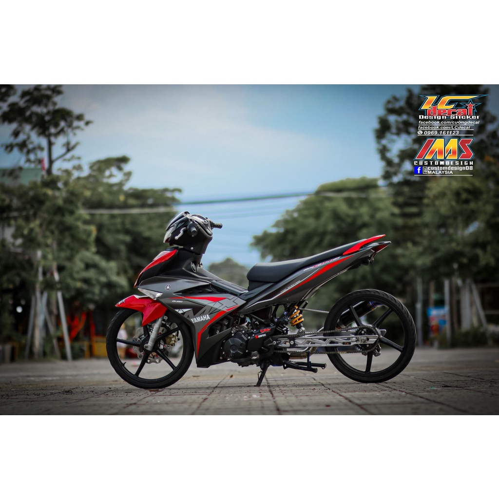 Tem rời exciter 150 mx đỏ xám nhám , tem 3 lớp cáo cấp