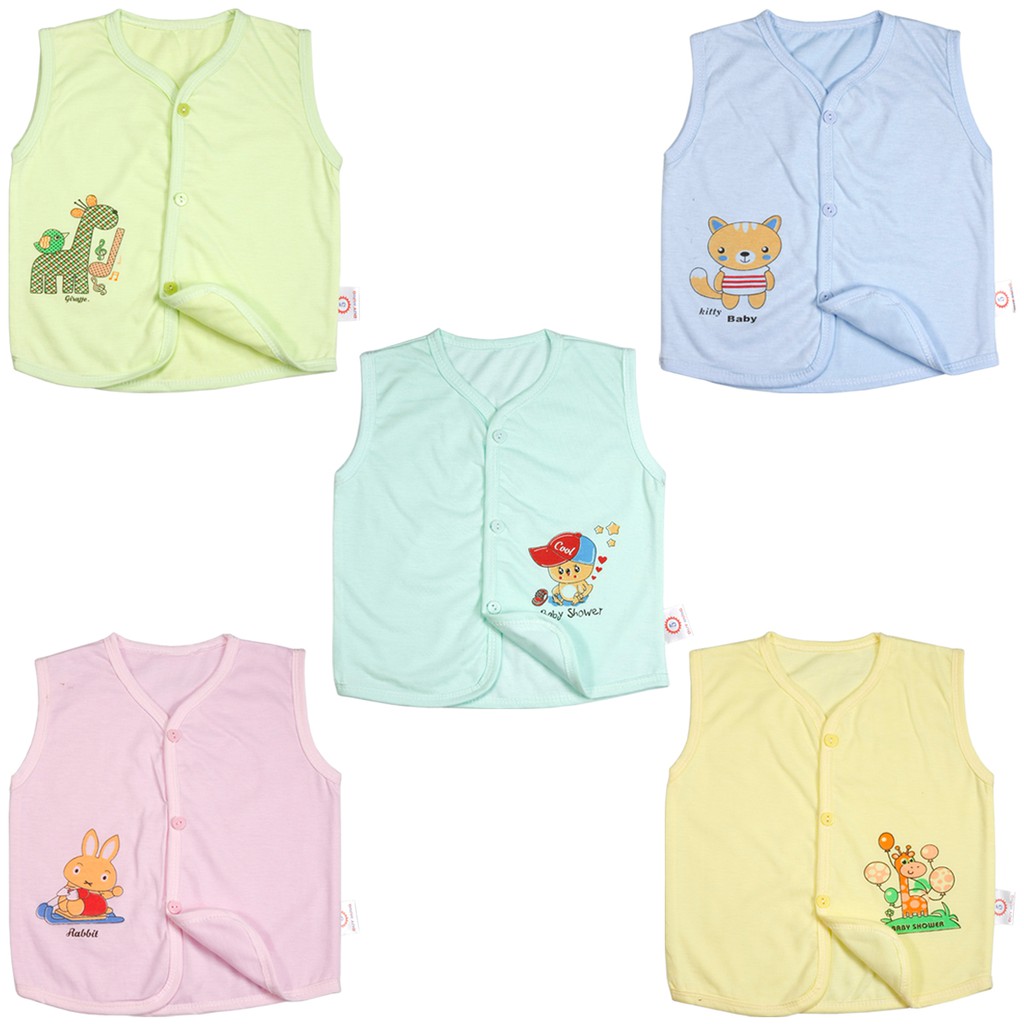 Combo 5 Áo gile ( áo ghi lê ) 2 lớp cotton cho bé từ 3-14kg (ảnh thật) 5GL01KF ( quần áo thu đông cho bé )