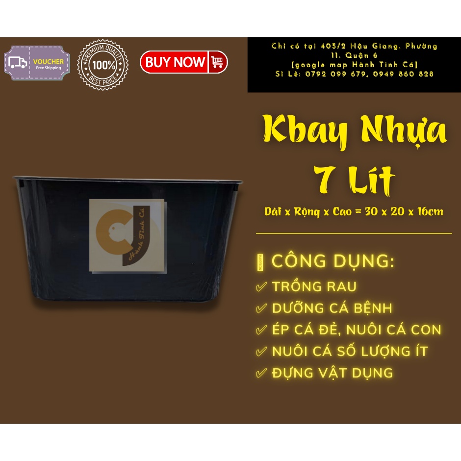 Thùng khay chậu nhựa, thùng kem nuôi thủy sinh hoặc trồng rau 7 LÍT kt 30x22x16cm