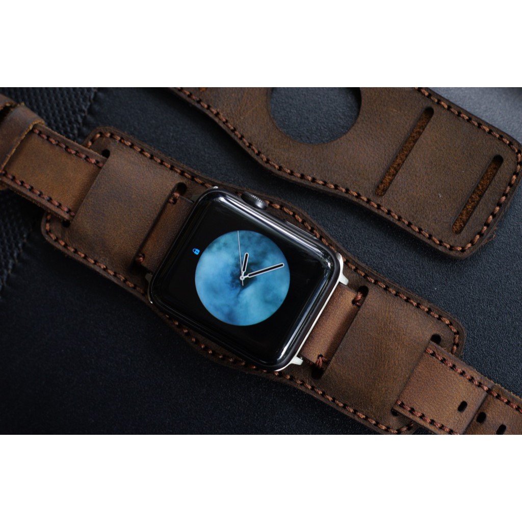 Dây Apple Watch , iWatch , iphone Watch da bò kèm tấm đệm chống mồ hôi RAM Leather bundstrap b2