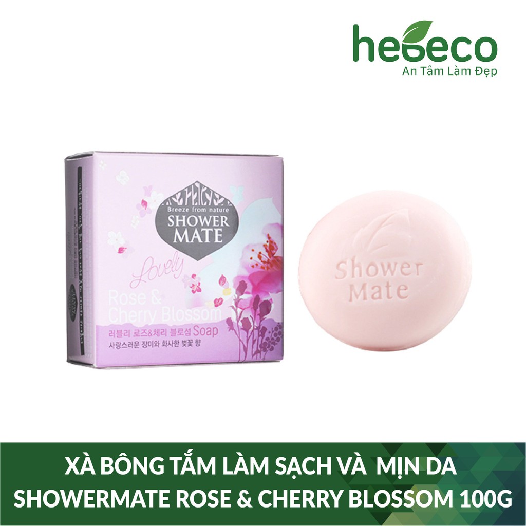 Xà bông tắm dưỡng da cao cấp giúp da mịn màng và làm sạch da SHOWERMATE Rose &amp; Cherry Blossom 100g - Hàn Quốc Chính Hãng